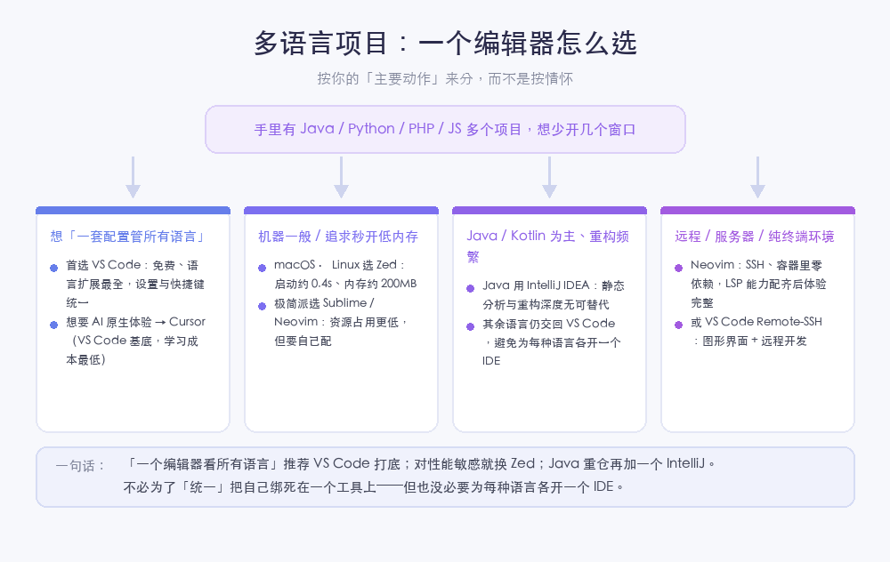多语言项目编辑器选型决策